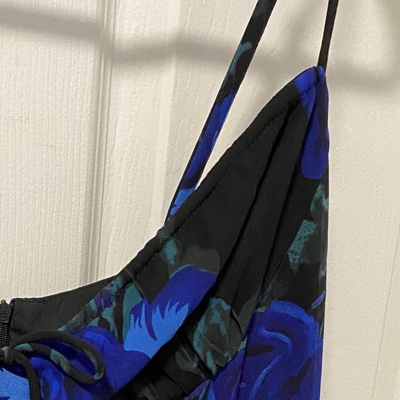 Navy Floral Midi Dress, Size M - Picture 4 of 5